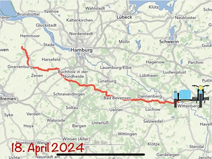 1. Tag: Von Dornsode nach Schnackenburg an der Elbe, 236 km